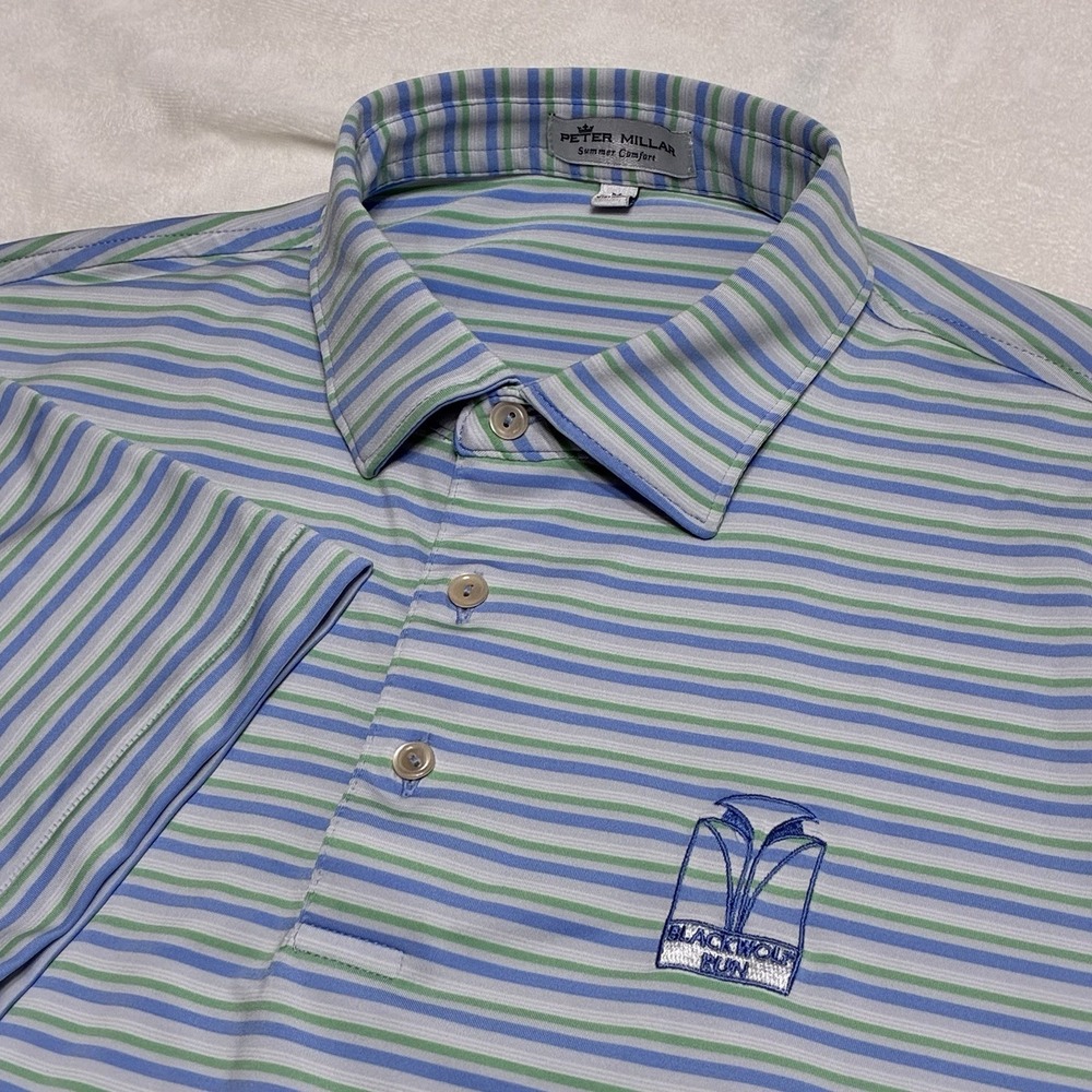 Peter Millar Summer Comfort Polo Shirt Mens Medium Striped Blackwolf Run